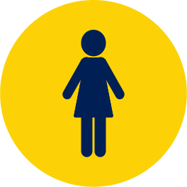 Female icon on yellow background Female icon on yellow background