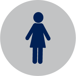 Female icon on gray background Female icon on gray background